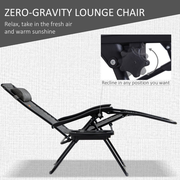 English Elm Outsunny Zero Gravity Chair Set With Side Table, Portable Reclining Chairs & Cupholders For Outdoor Fun W2225P200606-GIGA