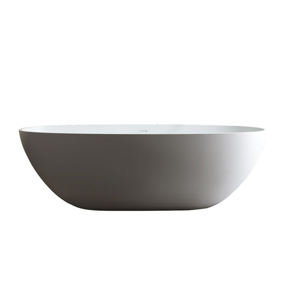 English Elm 59'' Freestanding Resin Stone Soaking Tub Sculptural Matte Finish with Overflow Drain W2753P191209