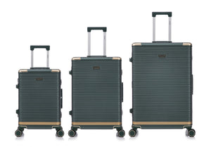 English Elm Luggage Set 3 Piece Polycarbonate Aluminum Frame Hard Shell Travel Suitcases with Lock Green T3292P361539