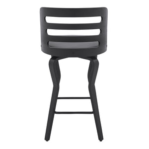 English Elm Lusera 26" Gray Faux Leather Swivel Bar Stool With Black Wood Base For Modern Home Comfort & Style B2736P268531