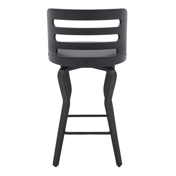 English Elm Lusera 26" Gray Faux Leather Swivel Bar Stool With Black Wood Base For Modern Home Comfort & Style B2736P268531