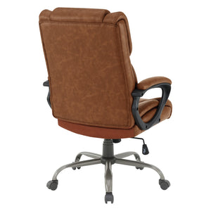 OSP Home Furnishings Execuative High Back Faux Leather Office Chair with Lumbar Support and Pneumatic Lift Mid-Back Saddle FL14571-U41