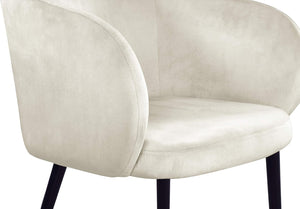 English Elm 1pc Velvet Barrel Back Accent Chair Gold Nailhead Trim Glamorous Curved Seat Cream B011P496762
