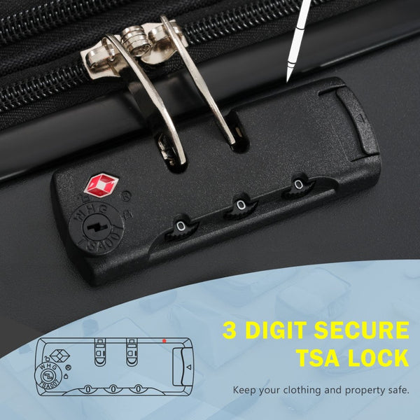 English Elm Luggage Set 5 Piece Abs Hardside Expandable Spinner Wheels Tsa Lock Travel Bags Black N732P326115B
