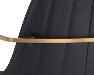 Sunpan Cassius Swivel Dining Armchair - Modern Elegance with Brushed Gold Accents and Stylish Comfort Abbington Black / Bravo Black