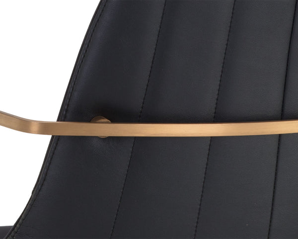 Sunpan Cassius Swivel Dining Armchair - Modern Elegance with Brushed Gold Accents and Stylish Comfort Abbington Black / Bravo Black