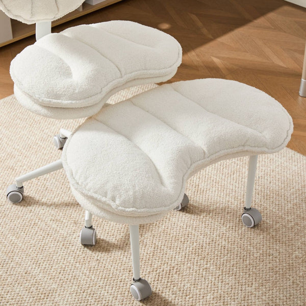 English Elm Artificial Rabbit Hair Cross Legged Desk Chair with Lumbar Support and Swivel Footrest W1143P402918
