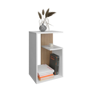 English Elm Side Table 25" H - Modern White Accent Table With Shelves For Small Spaces, Easy Assembly & Eco-Friendly B097P296861-GIGA