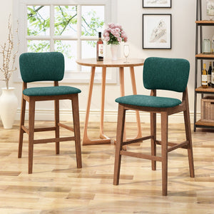 English Elm Bar Chairs Set of Two Solid Rubberwood Mid-century Modern Barstools for Kitchen Islands 63560.00DGRN