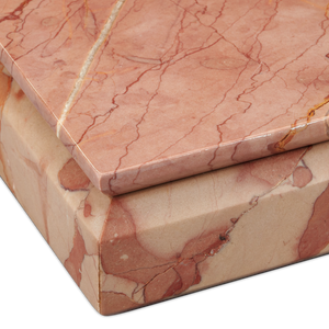Leslie Rosa Marble Box – Handcrafted Rosa Cappuccino Marble with Unique Variations for Modern Décor