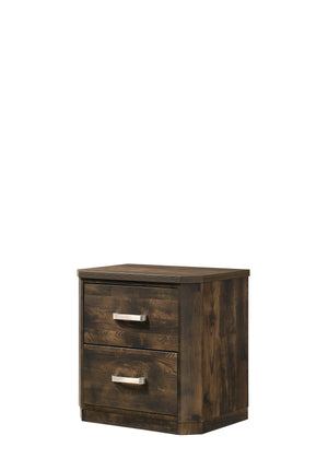 English Elm Elettra Rustic Walnut Nightstand with 2 Smooth-Glide Dovetail Drawers, Brushed Nickel Handles, Durable Finish B2726P261230