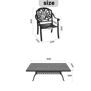 English Elm 9-piece Cast Aluminum Outdoor Dining Set Ornate Relief Carved Patio Garden Furniture W1710S00610