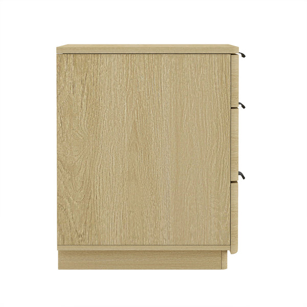 English Elm Payton 26" Nightstand Natural Oak 3-Drawer — Modern Minimalist Bedside Storage, Metal Handles B365P398196