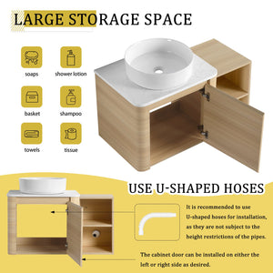 English Elm 36'' Wall-Mounted Bathroom Vanity With Stylish Ceramic Sink, Soft-Close Door, And Smart Storage Solutions W999S00467