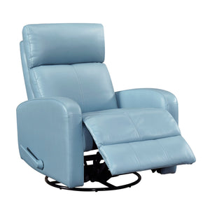 English Elm Glider Top Grain Leather Swivel Recliner Chair – Blue Comfort, 360° Glide, Solid Wood Frame, Luxury B011P330087