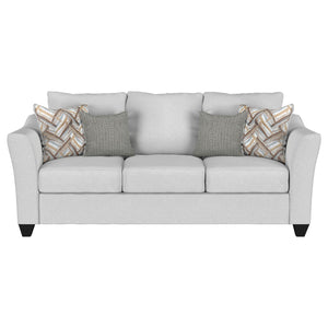 English Elm Alcazar Sand Track Arm Sofa with Toss Pillows, Modern Plush 3-Seater Upholstered in Gray Mist, Tapered Wood Legs B062P354051