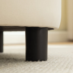 English Elm 29.33"w Fleece Tufted Round Storage Ottoman Reversible Lid Footstool for Living Room Beige W3189P422396