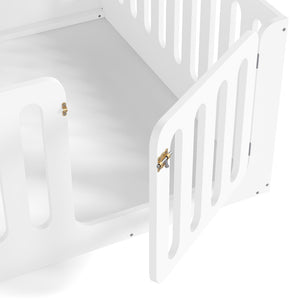 English Elm Twin Solid Pine Montessori Floor Bed with House Frame Door and Safety Fence Light White W5305P420635