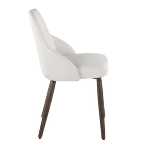 English Elm Chair Set of 2 Mid-century Faux Leather Dining Seats with Tapered Walnut Wood Legs B202S02120