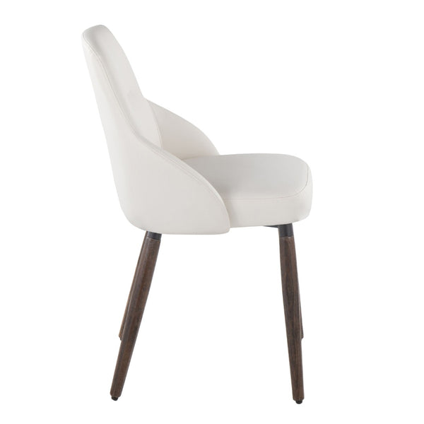 English Elm Chair Set of 2 Mid-century Faux Leather Dining Seats with Tapered Walnut Wood Legs B202S02120