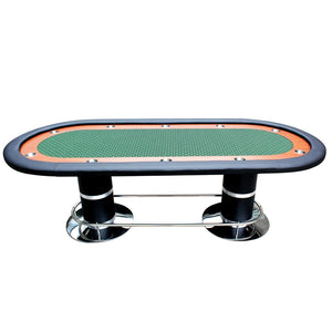 English Elm 96" Oval Poker Table Seats 10 with Speed Felt Surface Stainless Steel Cup Holders Green W2748S00051