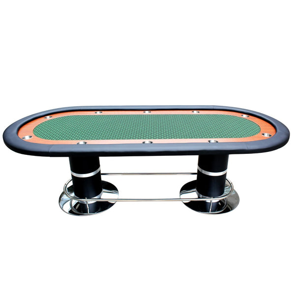 English Elm 96" Oval Poker Table Seats 10 with Speed Felt Surface Stainless Steel Cup Holders Green W2748S00051