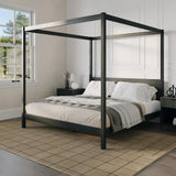 Minimalist Boho King Canopy Bed with Simple Headboard Black ISLB8BBL Walker Edison