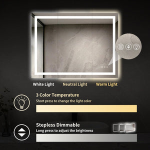 English Elm 40" Dimmable Led Vanity Mirror with Front Back Lighting Anti-fog and Three Color Modes W1920P493137