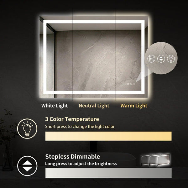 English Elm 40" Dimmable Led Vanity Mirror with Front Back Lighting Anti-fog and Three Color Modes W1920P493137