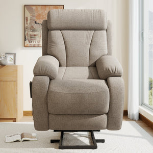 English Elm Power Lift Recliner Chair Velvet Upholstered Senior Assist Motorized Living Room Seat W1028S00061