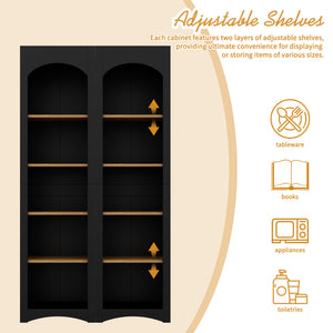 English Elm On-Trend Free Standing 5 Tier Bookshelves Set Of 2 - Rustic Two-Tone Storage Cabinet For Any Room N721P245734B