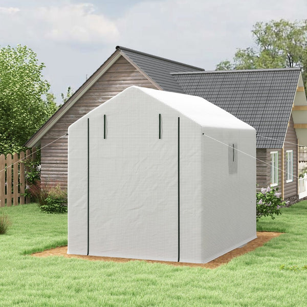 English Elm Outsunny Walk-in Garden Greenhouse Steel Frame Uv Cover 18 Shelf Ventilated Growing Space W2225P229466