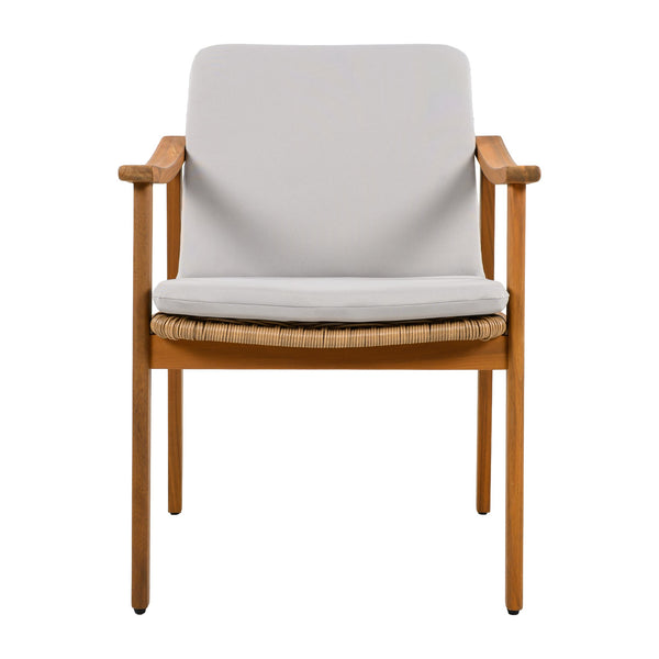 English Elm Christopher Knight Home® - Outdoor Dining Chairs Set of 2 with Acacia Wood Frame and Brown PE Wicker, Waterproof Cushions, 400lb Capacity Grey,Teak N779P280043G