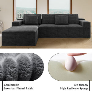 English Elm 104.3*68.9"modular Sectional Sofa Plush Corduroy Upholstered Reversible Chaise Living Room W3819P391102