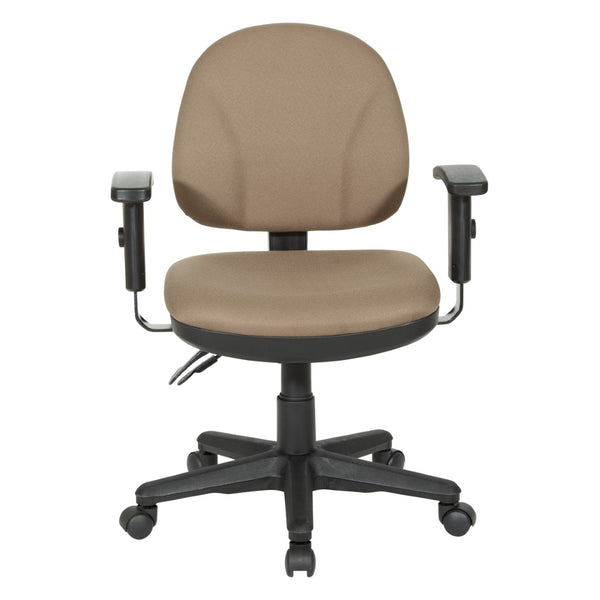 OSP Home Furnishings Sculptured Ergonomic Office Chair with Lumbar Support and Adjustable Arms for Long Days Taupe 8180-232