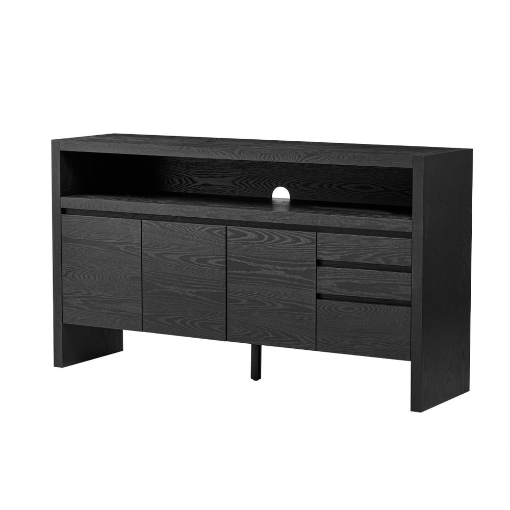 English Elm U_Style 60" Modern Sideboard With 3 Drawers & Open Shelf - Stylish Storage Solution For Home Decor N711P289141B-GIGA