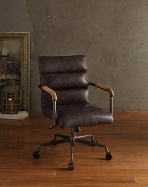 English Elm Harith Top Grain Slate Leather Executive Office Chair — High-Back, Ergonomic Lumbar Support, Swivel B2726P255310