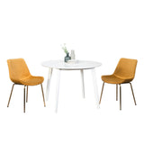 English Elm Aufurr Contemporary 3-Piece Dining Set, White Round Dining Table With 2 Chairs