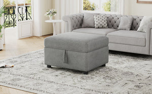 English Elm 26.6" Chenille Lift Top Storage Ottoman Wide Seat Footrest for Living Room or Bedroom Gray N719P264008E