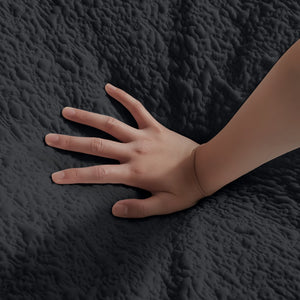 English Elm 110" Cloud Sectional Sofa Modular L-Shape with Ottoman, Chenille Fabric, Deep Seats, 7 Pillows Included Black W1359S00015