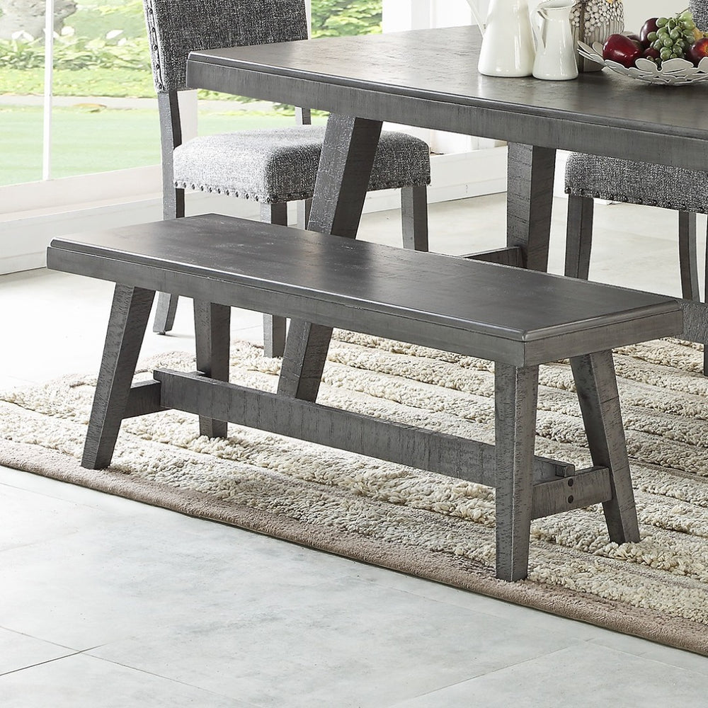 English Elm Contemporary Grey Birch Veneer Dining Bench with Rubberwood Legs for Modern Interiors B011P473687