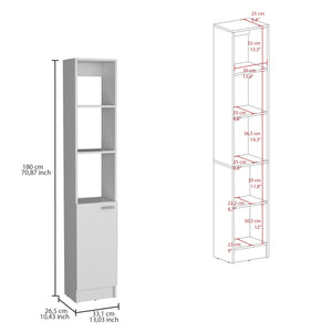 English Elm Parks Linen Bathroom Storage Cabinet Tall 70.8" White Engineered Wood 6-Shelf One-Door Organizer B070P188844