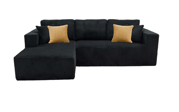 English Elm Full Corduroy Sectional Sofa with Foam Cushions Ready to Use Straight From the Box B2748S00056