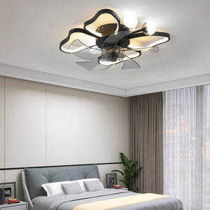 English Elm 19.7 Inch Modern Butterfly Ceiling Fan with 24W LED, Remote, Timer, Quiet Operation, White+Black W2312P374760