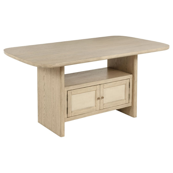 English Elm Kimpton Oak Veneer Counter Dining Set with Cane Chairs and Vitrine Cabinet B062S01824