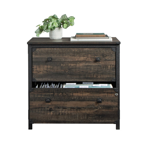 English Elm Lateral File Cabinet With Rustic Brown Finish - Spacious, Secure Storage For Home Or Office Use B356P367830