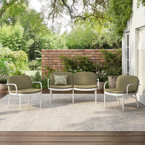 English Elm Christopher Knight Home® - Luna Modern Outdoor Patio 3-Piece Chat Set with UV-Resistant PP Frame and Breathable Cushions Green,White LUNA3PCSETW