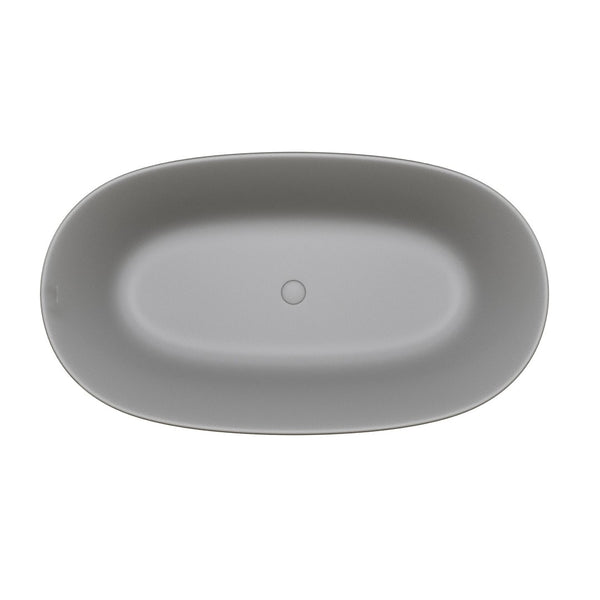 English Elm 47'' Stone Resin Freestanding Soaking Tub Sculptural Modern Bath with Drain Included W2753P478406