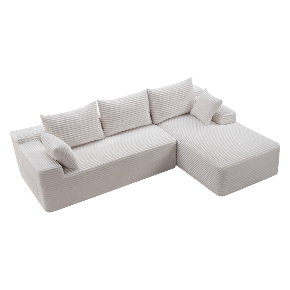 English Elm 94.5" Jumbo Corduroy Cloud Sectional Deep Seat L-shape Couch for Living Room W5515P495043