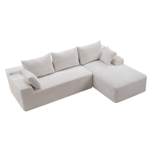 English Elm 94.5" Jumbo Corduroy Cloud Sectional Deep Seat L-shape Couch for Living Room W5515P495043